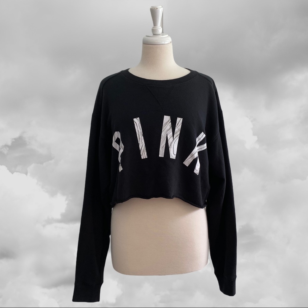 Victoria's Secret Black Cropped Sweatshirt Large